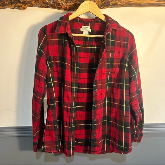 L.L. Bean Red Flannel Button Down Shirt Size S - Picture 10 of 12